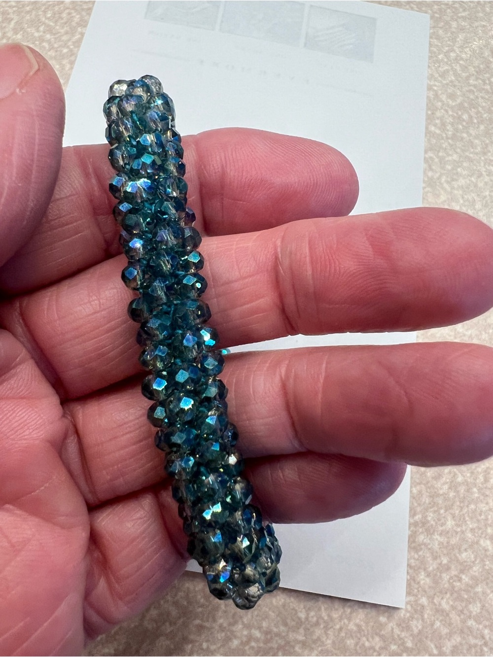 Glass sparkling beaded stretch bracelet